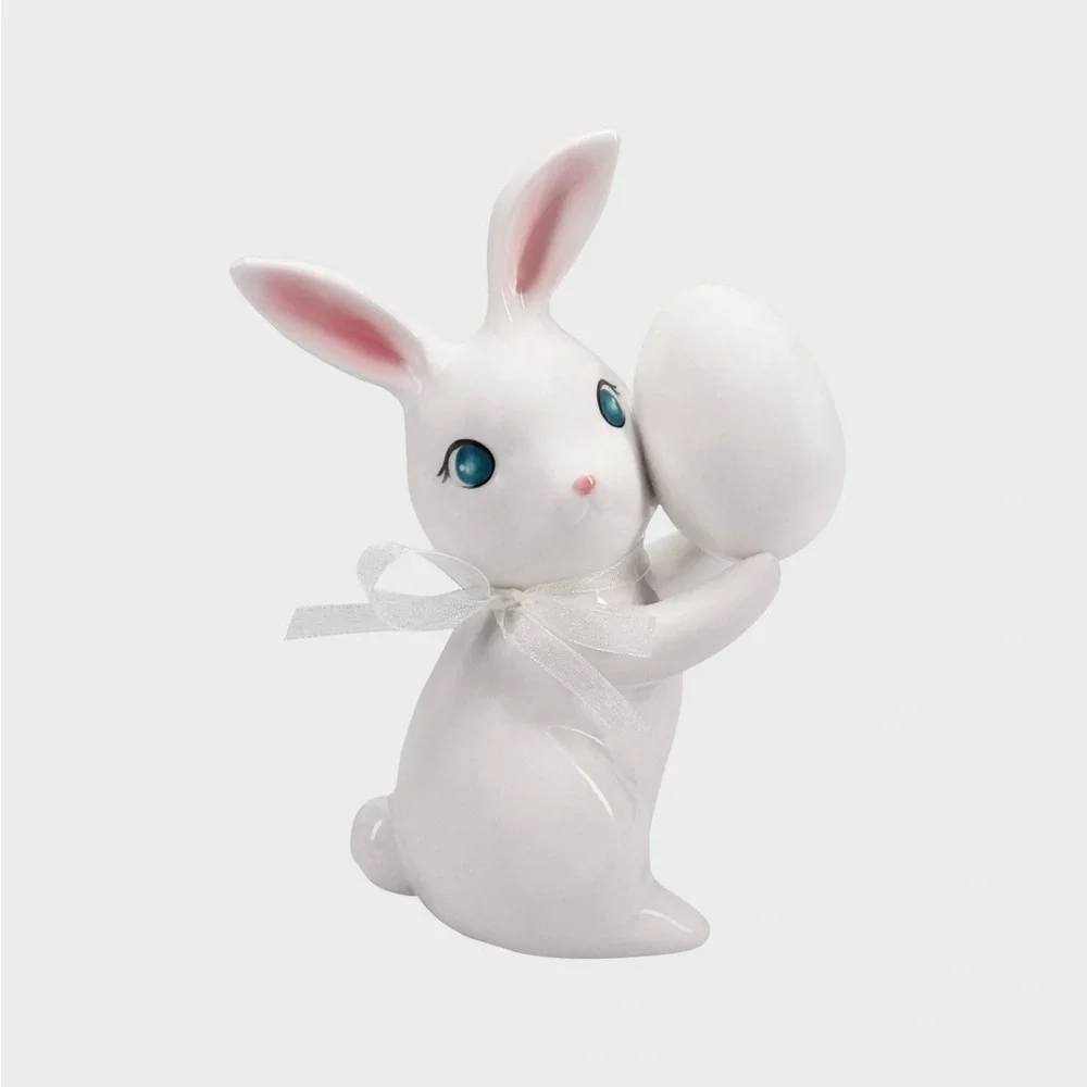 2024  Spritz Easter White Ceramic Bunny With Egg